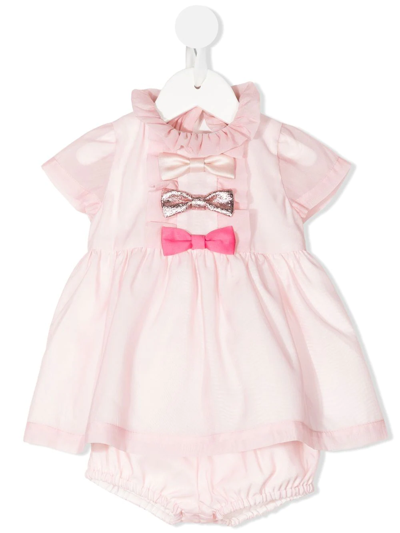 Hucklebones London Babies' Bow-detail Bodice Dress And Bloomers In Pink