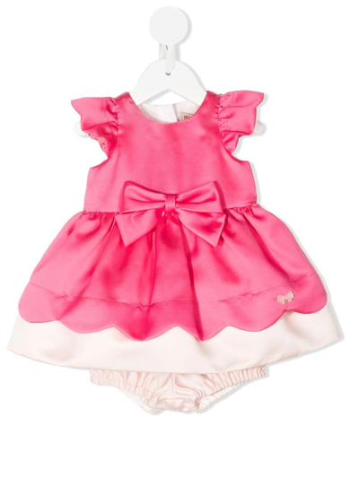 Hucklebones London Babies' Scalloped Bodice Dress And Bloomers In Pink