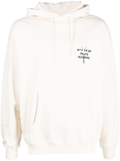 Drôle De Monsieur Drole De Monsieur Cream Cotton Le Hoodie Slogan Ornements Sweatshirt In White