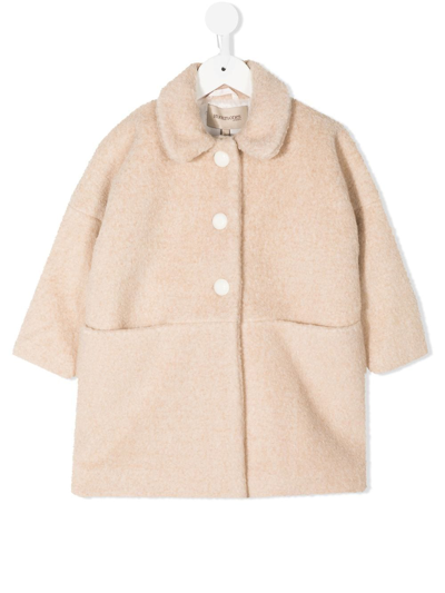 Hucklebones London Kids' Collared Teddy Bear Coat In Pink