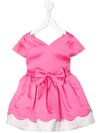 Hucklebones London Scalloped-bodice Short-sleeve Dress In Pink