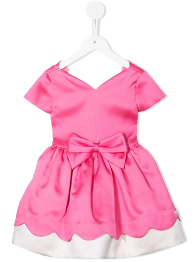 Hucklebones London Kids' Scalloped-bodice Short-sleeve Dress In Pink