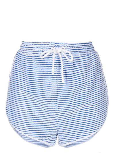 Solid & Striped The Poppy Striped Shorts In Lapis Blue