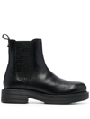 LOVE MOSCHINO LOGO-TAPE LEATHER CHELSEA BOOTS