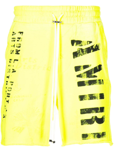Amiri Logo-print Track Shorts In Yellow