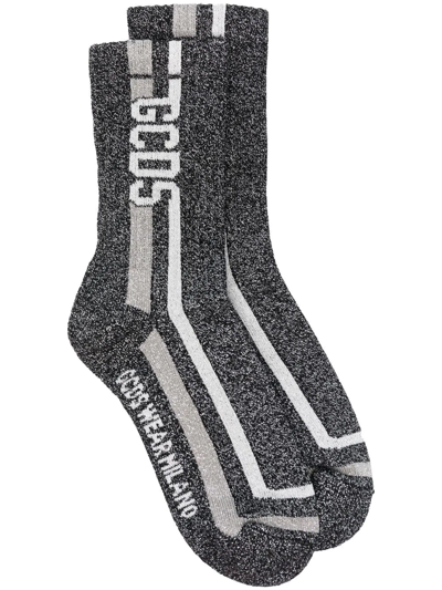 Gcds Intarsia-logo Socks In Nero