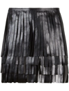 Rta ‘marcela' Leather Fringed Skirt In Black