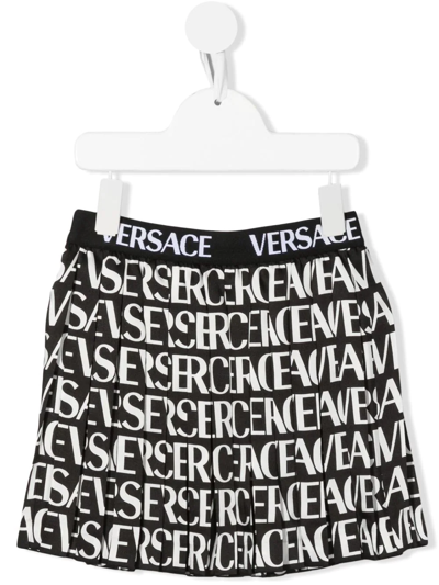 Versace Kids Black Pleated Skirt In 5b040 Black