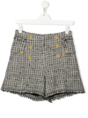 BALMAIN TEEN FRAYED TWEED SHORTS