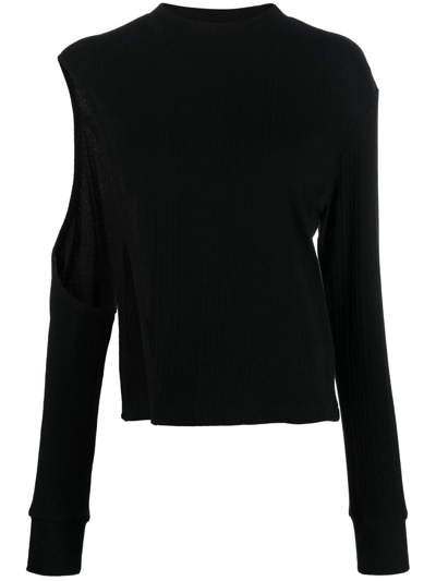 Eckhaus Latta Slash Knife-pleat Sweatshirt In Black