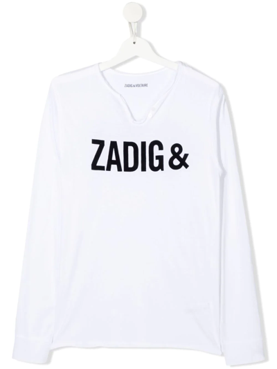 Zadig & Voltaire Teen Logo Long-sleeve Top In White