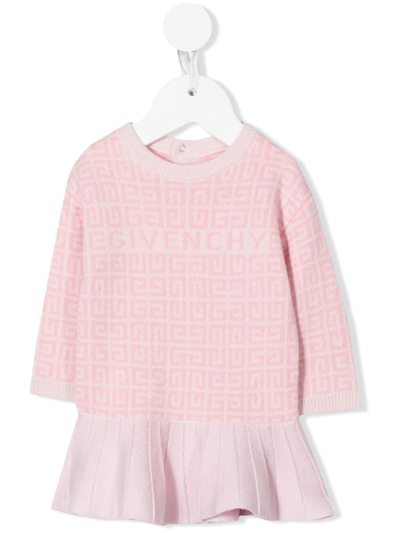 Givenchy Babies' Knitted 4g Pattern Dress In Pink
