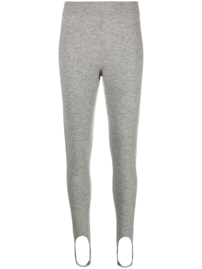 Allude Wool-cashmere Stirrup Leggings In Grey