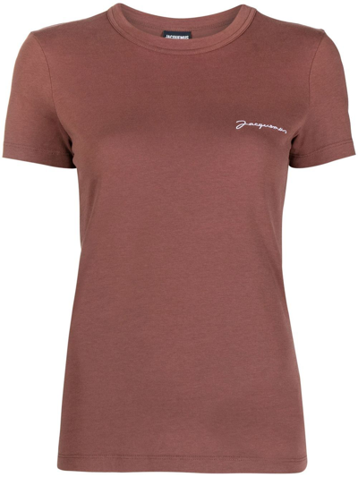 Jacquemus Logo Embroidered T-shirt In Brown