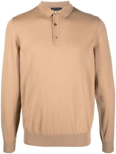 Hugo Boss Long-sleeve Polo Shirt In Neutrals
