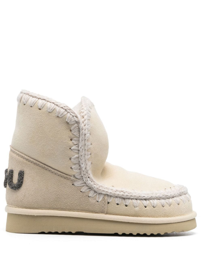 Mou Eskimo 18 Glitter-logo Boots In Pink/beige