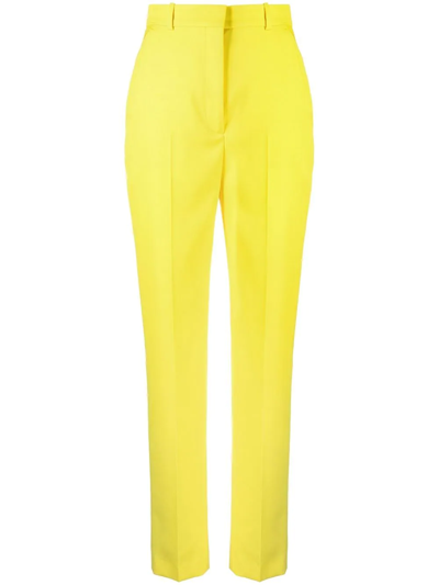 Alexander Mcqueen High-rise Slim-leg Cigarette Trousers In Yellow