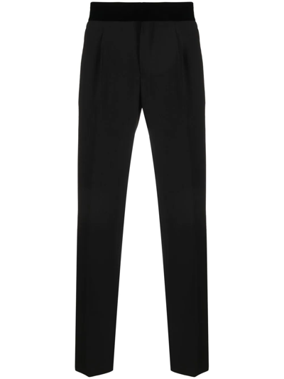 Giorgio Armani Tapered Side-stripe Trousers In Black