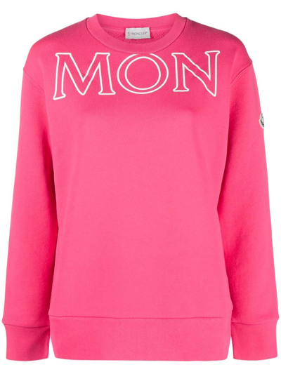 Moncler Logo棉质平纹针织卫衣 In Pink