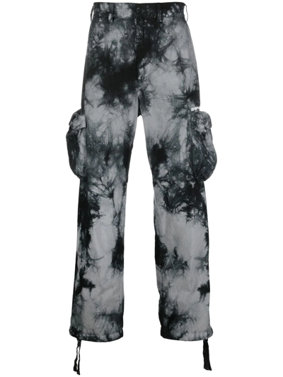 Off-white Grey And Black Graphic-print Cargo Trousers