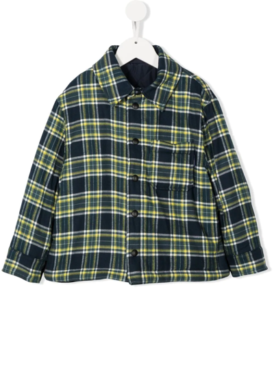 Palm Angels Kids' Check-pattern Jacket In Blue