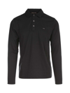 Michael Kors Long-sleeve Cotton Polo Shirt In Black