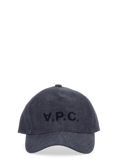 Apc Logo棉质牛仔棒球帽 In Blu