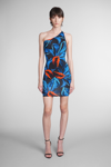 Louisa Ballou Blue Plunge Minidress In Blue