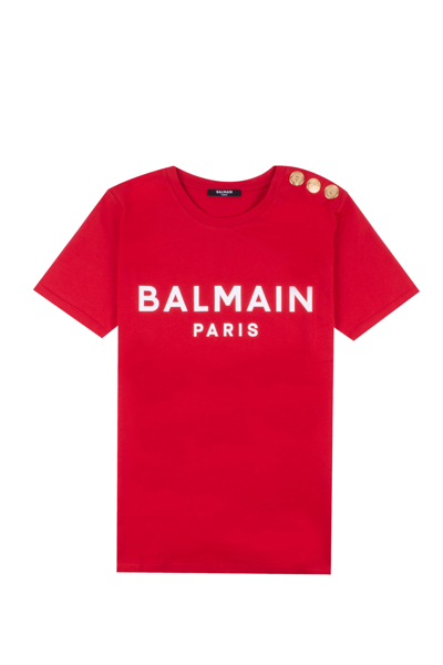Balmain Cotton T-shirt In Red