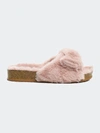 London Rag Fuzz Bow Fur Flats In Pink