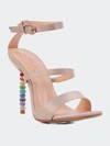 London Rag Lawsuit Rhinestone Ball Heel Satin Sandals In Pink