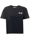 Maison Kitsuné Double Fox Head Patch Cropped Tee-shirt In Grey