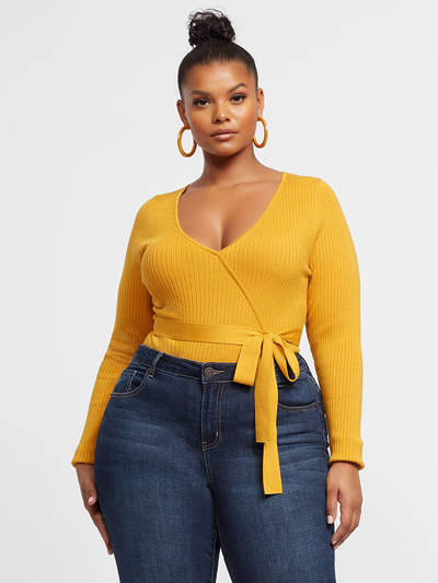 New York And Company Carmella Belted Bodysuit Mustard Yellow | ModeSens