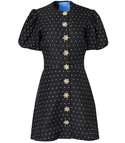 Macgraw Sorbet Polka-dot Embroidered Dress In Black