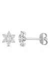 Delmar Sterling Silver Created Moissanite Flower Stud Earrings In Silver