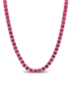 DELMAR GOLDTONE PLATE STERLING SILVER RUBY TENNIS NECKLACE