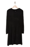 Vince Camuto Long Sleeve Fit & Flare Sweater Dress In Black