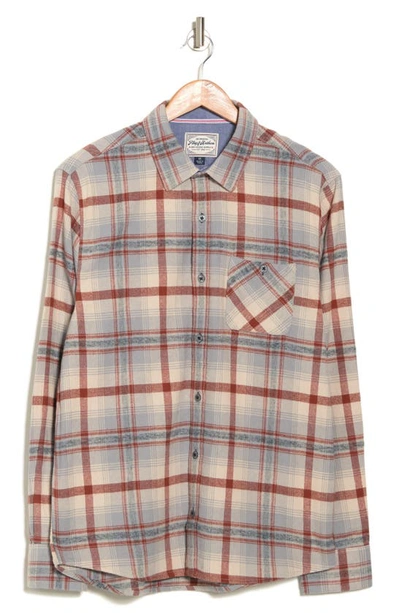 Flag And Anthem Ironwood Long Sleeve Plaid Single Pocket Flannel Shirt In Cream/rust
