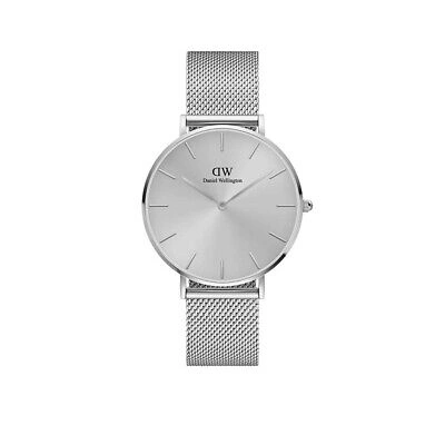 Pre-owned Daniel Wellington Dw00100469 Ladies Petite Unitone Silver 36mm Watch