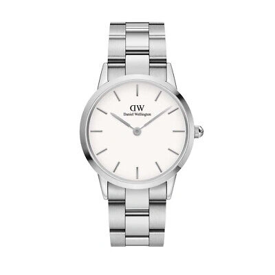 Pre-owned Daniel Wellington Dw00100203 Ladies Iconic Link Silver 36mm Watch