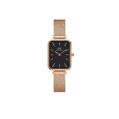 Pre-owned Daniel Wellington Dw00100432 Ladies Quadro Melrose Rose Gold 20mm Watch