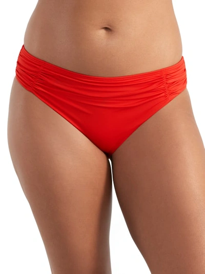 Panache Anya Riva Gathered Bikini Bottom In Fiery Red