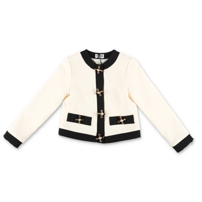 Moschino Kids' Contrasting-trim Detail Jacket In White