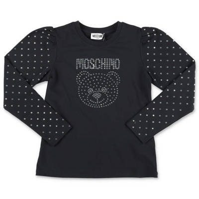 Moschino Kids' Teddy Bear Black Cotton Jersey  T-shirt