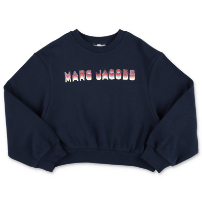 Little Marc Jacobs Kids' Navy Blue Cotton Marc Jacobs Cropped Sweatshirt
