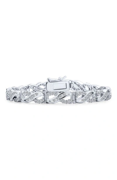 Bling Jewelry Sterling Silver Infinity Cubic Zirconia Love Tennis Bracelet