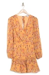 WALTER BAKER MISHKA FLORAL LONG SLEEVE CRINKLE CHIFFON MINIDRESS