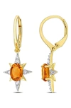 Delmar Madeira Citrine & White Topaz Star Hoop Earrings In Yellow