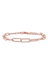 Delmar 18k Rose Gold Plated Sterling Silver Paperclip Chain Bracelet In Rose