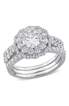 Delmar Dew Sterling Silver Created Moissanite Halo Ring In Silver